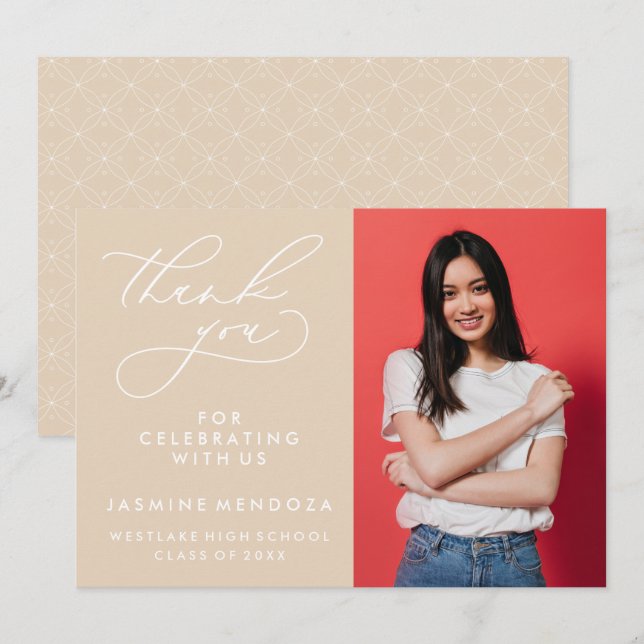 MERCI SIMPLE DE GRADUATION DE CALLIGRAPHIE SIMPLE (Devant / Derrière)