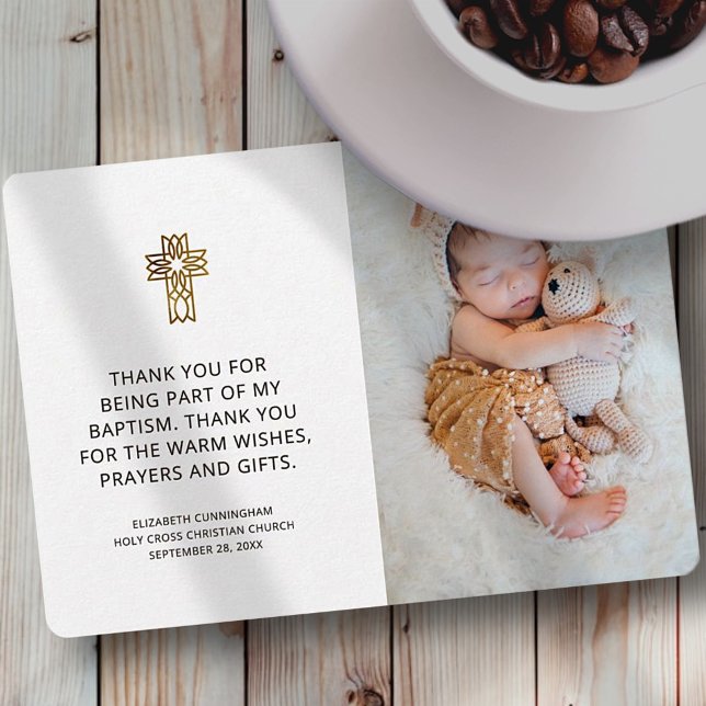 Merci simple et moderne de photo croisé Baptême (Créateur téléchargé)