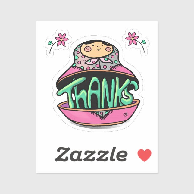 Merci Sticker russe Doll (Feuille)