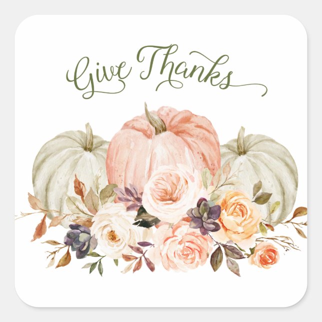 Merci Stickers Citrouille Floral (Devant)