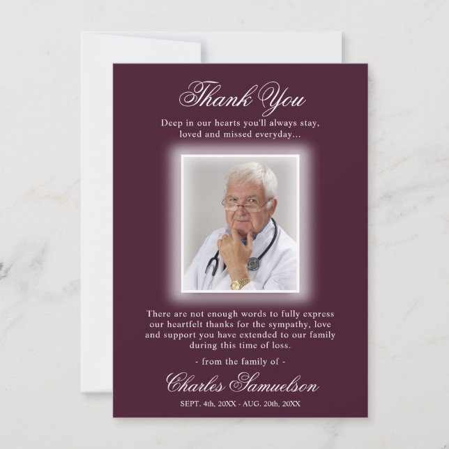 Merci Sympathie funéraire EGGPLANT | PHOTO (Devant)