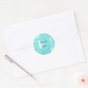 Merci Teal Branches sur Autocollants Turquoise
