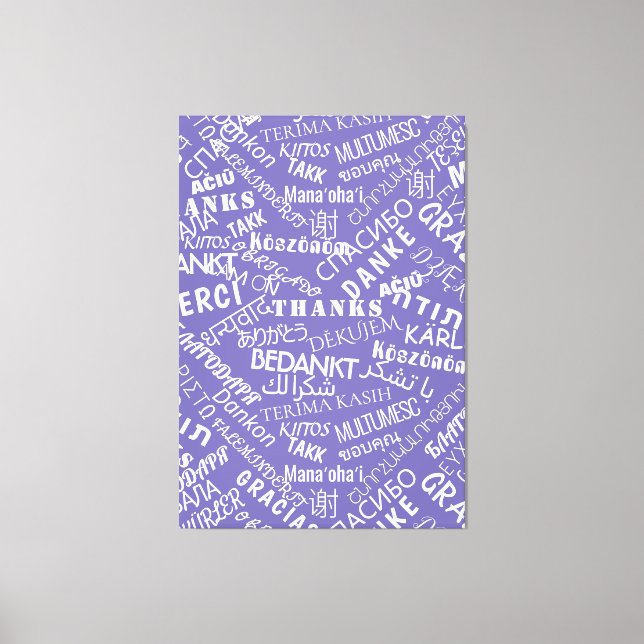 Merci Texte en toile violet Imprimer Multilingual (Recto)