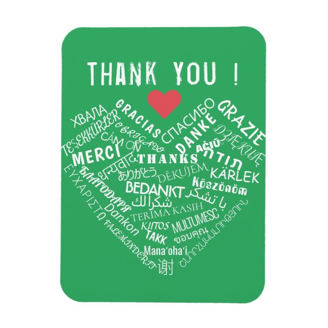 Merci Texte Magnet Multi Langue Vos Couleurs (Vertical)