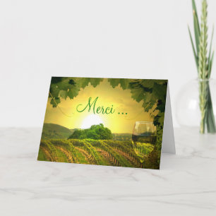 Merci Thank You in French Card Vineyard and Wine