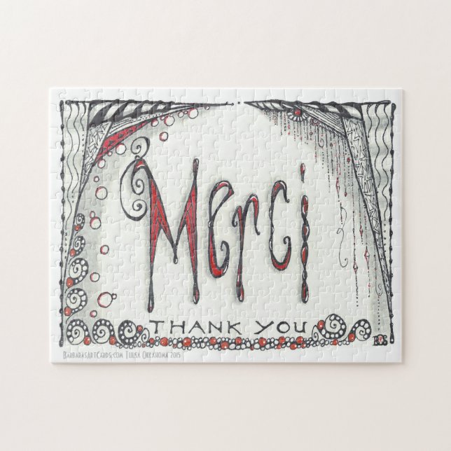"Merci - Thank You" Jigsaw 8x10 or 11x14 Jigsaw Puzzle (Horizontal)