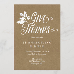 Merci Thanksgiving Diner Fête Invitation
