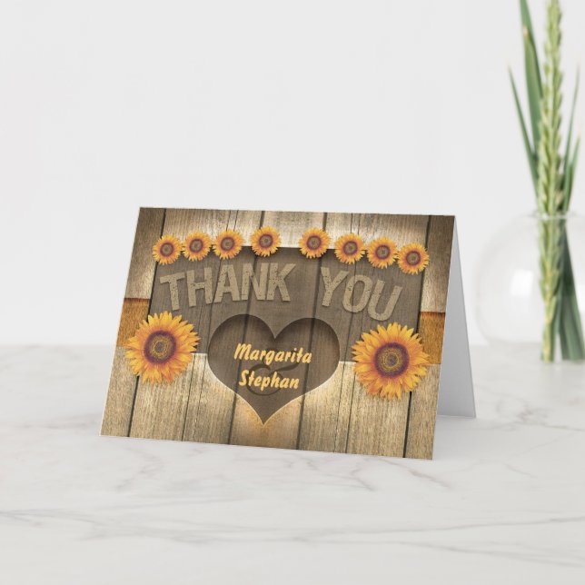 merci tournesols et cartes mariages en bois (Devant)