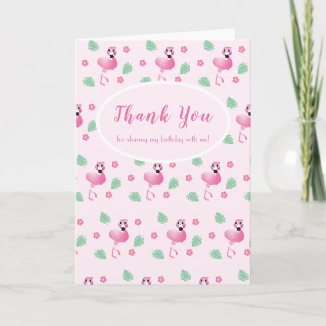Merci Tropical Flamant rose Fleurs Motif rose (Devant)