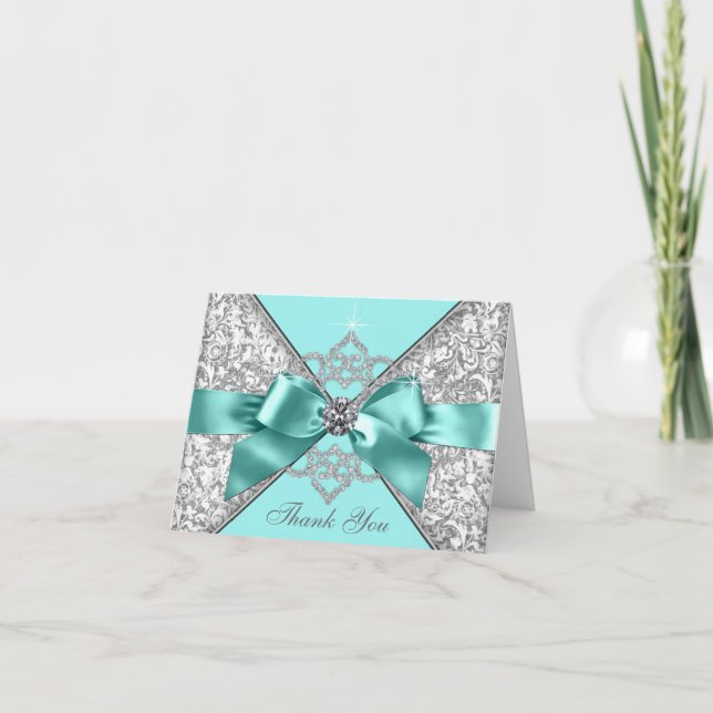 Merci turquoise bleu Diamond Bow (Devant)