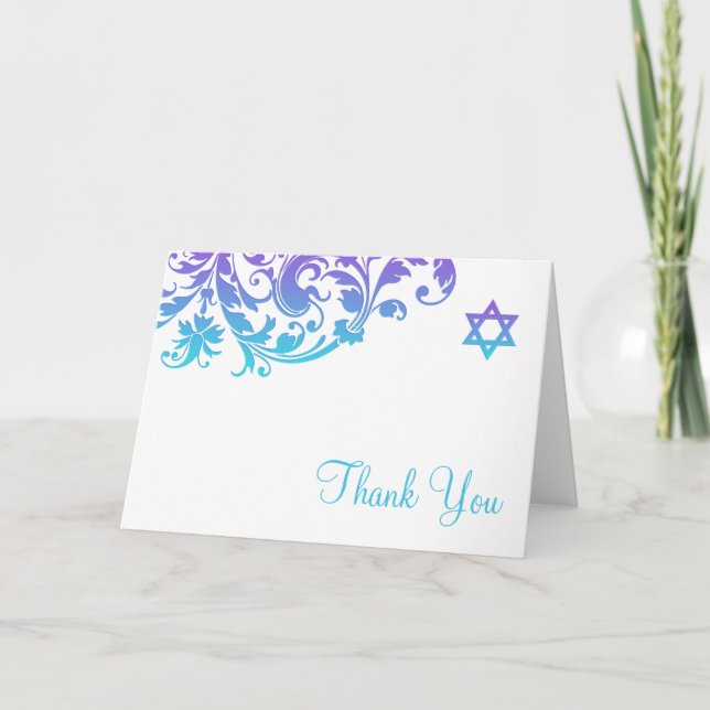 Merci turquoise pourpre élégant de bat mitzvah de (Devant)