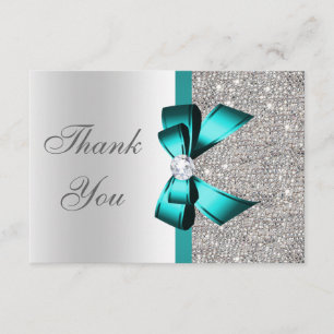 Merci turquoise vibrant de diamants d'argent d'arc