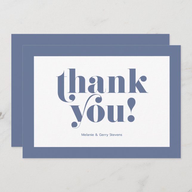 Merci typographie, bleu sur blanc (Devant / Derrière)