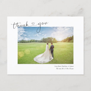 Merci Typographie du coeur Photo Mariage Carte pos