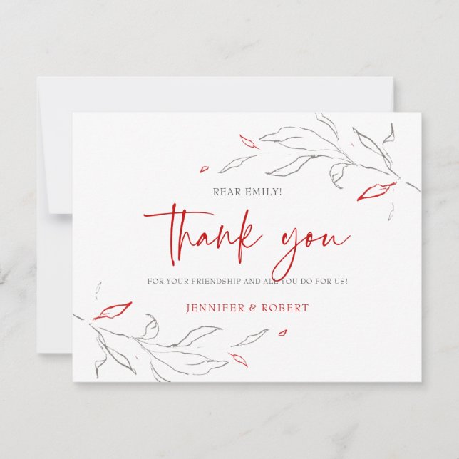 Merci typographie fleurs rouges et grises (Devant)