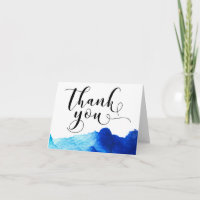 Merci Typographie Mariage Blue Watercolor
