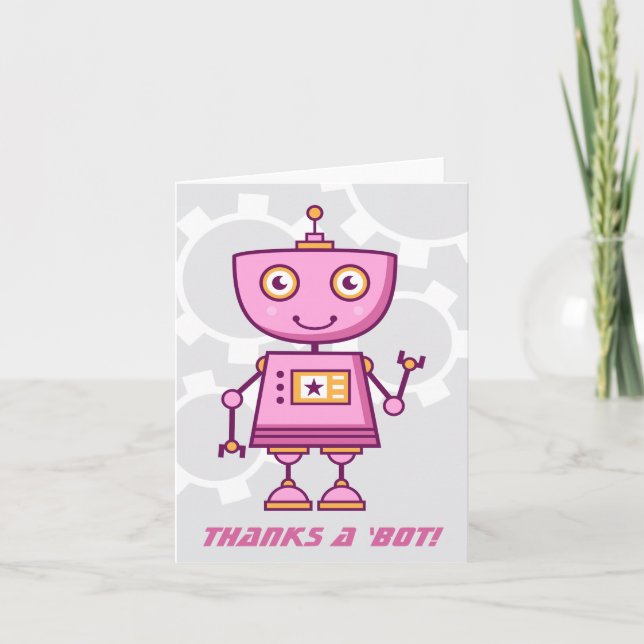 Merci un robot rose moderne Bot filles anniversair (Devant)