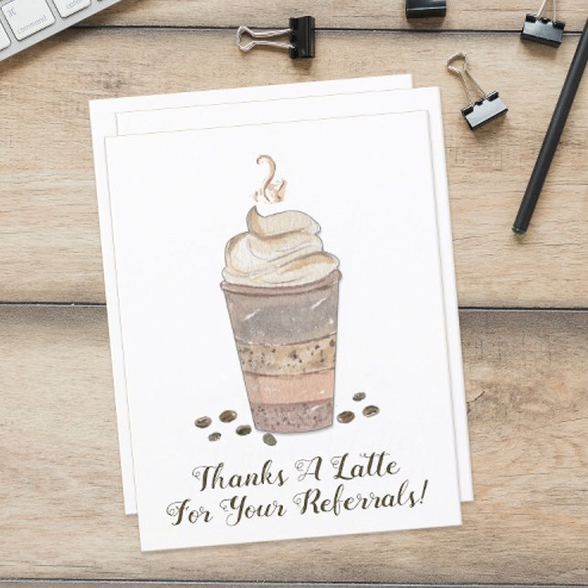 Merci une référence au café en latte (Thanks A Latte Referral Thank You Card)