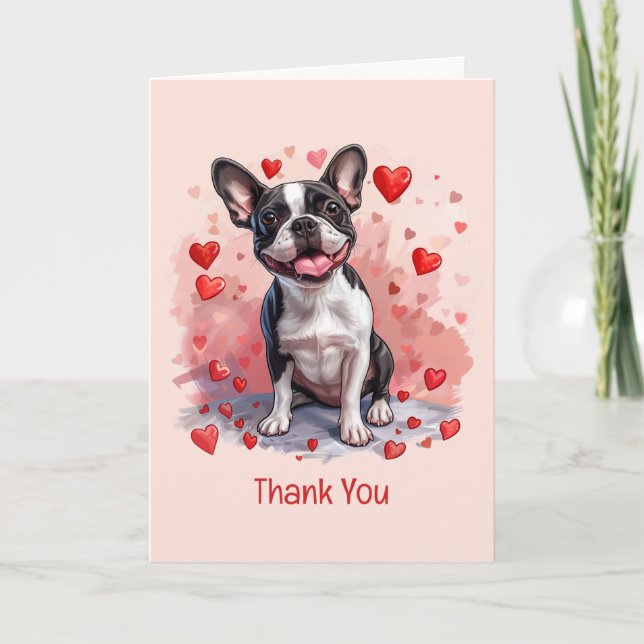 Merci Valentines Day Boston Terrier Chien (Devant)
