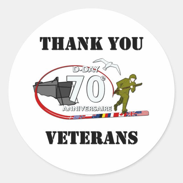 Merci vétérans - Thank you veterans Classic Round Sticker (Front)