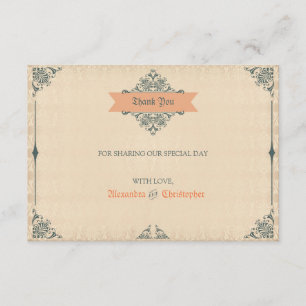 Merci vintage de mariage de style victorien