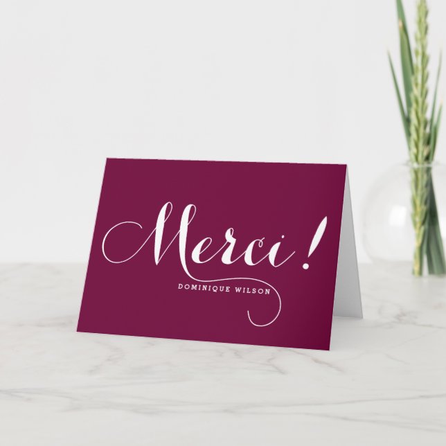 Merci | Whimsical Calligraphy Thank You Card (Front)
