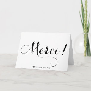 Merci   Whimsical Calligraphy Thank You Card