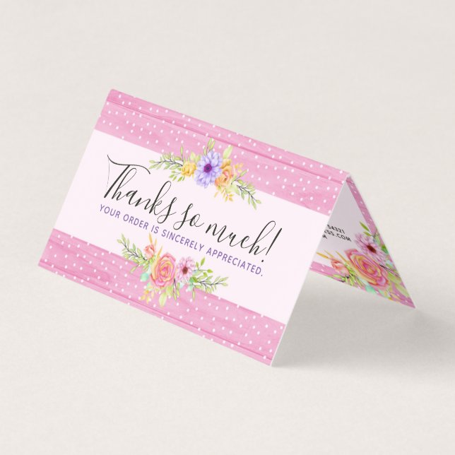 Merci Whimsical Floral Roses Rustic Wood Card (Front)