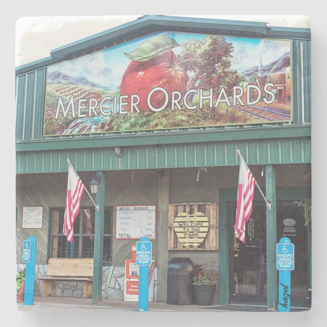 Mercier Orchard, Blue Ridge ,Georgia, Apples, Stone Coaster (Front)