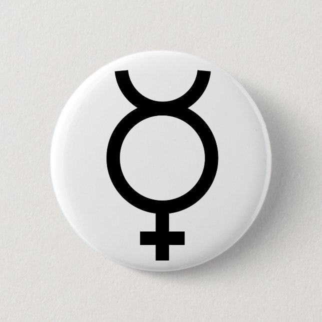 Mercury alchemical symbol 2 inch round button (Front)