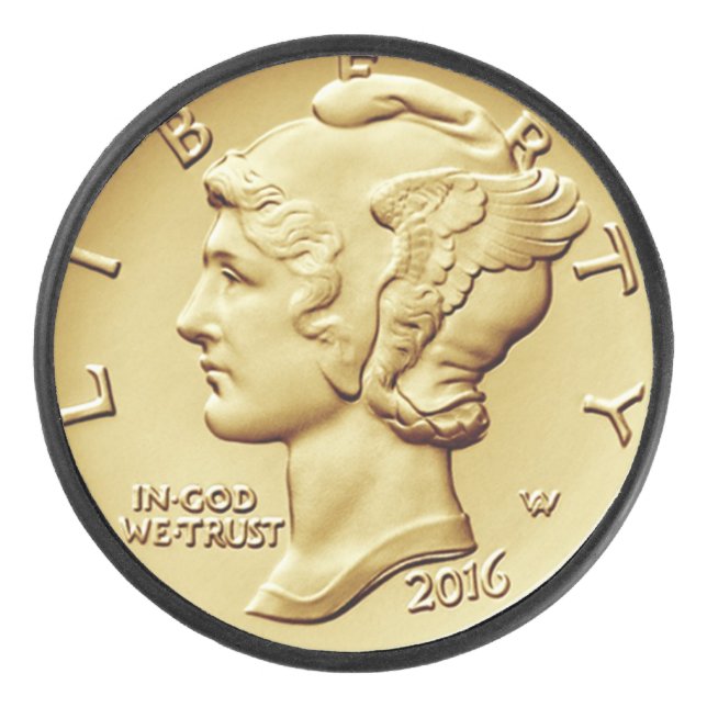 Mercury Dime Centennial Gold Coin Image ~   Hockey Puck (Front)