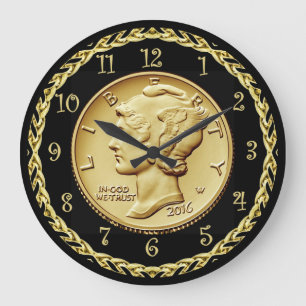 Mercury Dime Centennial Gold Coin Image ~   Large Clock