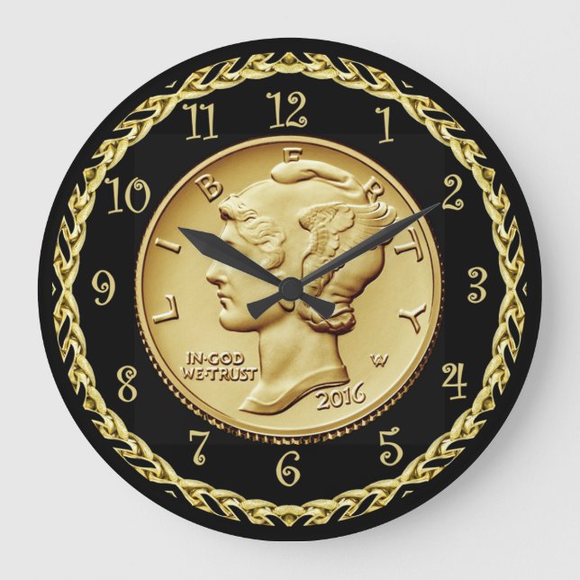 Mercury Dime Centennial Gold Coin Image ~   Large Clock (Front)