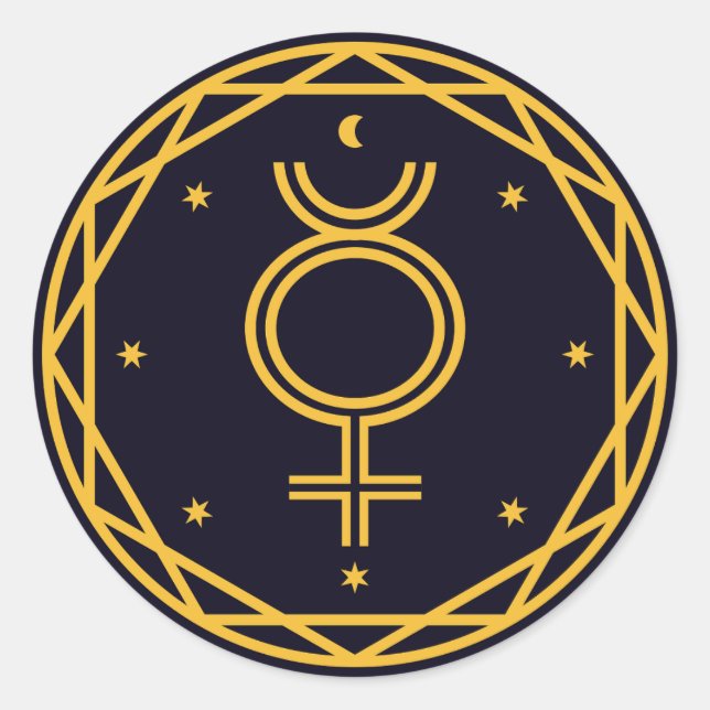 Mercury Occultic Celestial Party Classic Round Sticker (Front)