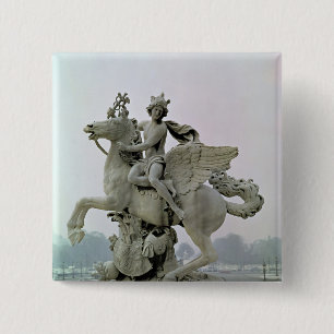 Mercury on Pegasus 1701-02 2 Inch Square Button
