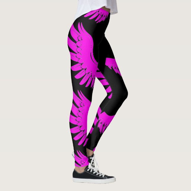 Mercury Pink and Black Striped Athletic Leggings (Right)
