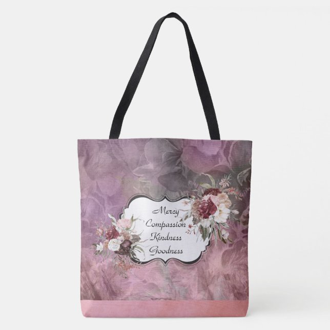 Mercy Compassion Floral Suede Tote  Bag (Front)