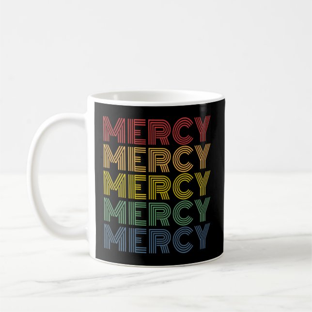 Mercy Wordmark Pattern Personalized Name Coffee Mug (Left)