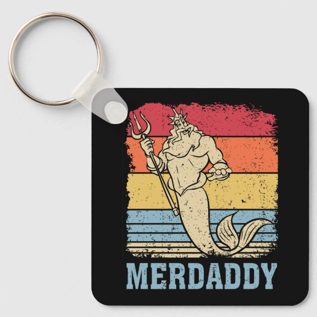 Merdaddy Security Merman Mermaid Daddy Fish Father Keychain (Front)
