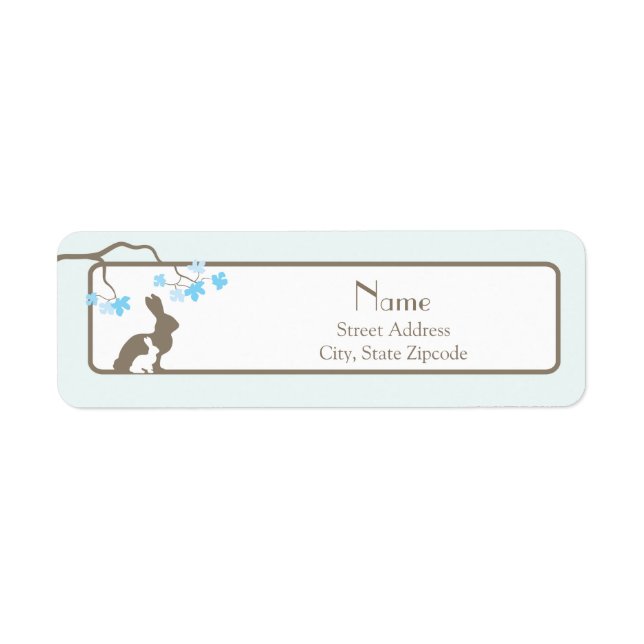 Mère bleue et Étiquette de adresse lapin bébé (Devant)
