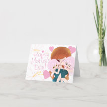 Mère Caricature Avec Sa Carte Jumeaux