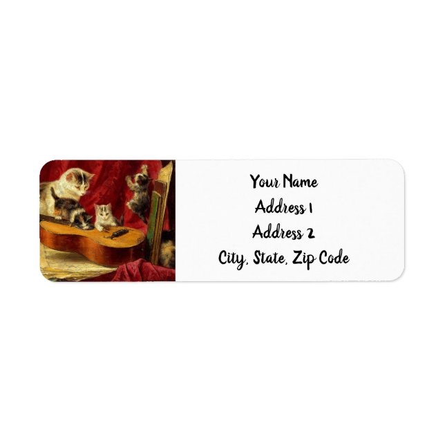 Mère Chat et chatons Jouer avec la guitare (Devant)