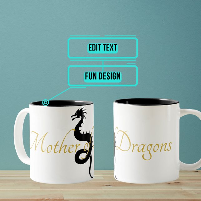Mère de dragons Mug (Noir et Or) (It is a spin on the "Mother of Dragons" from a famous television show. )