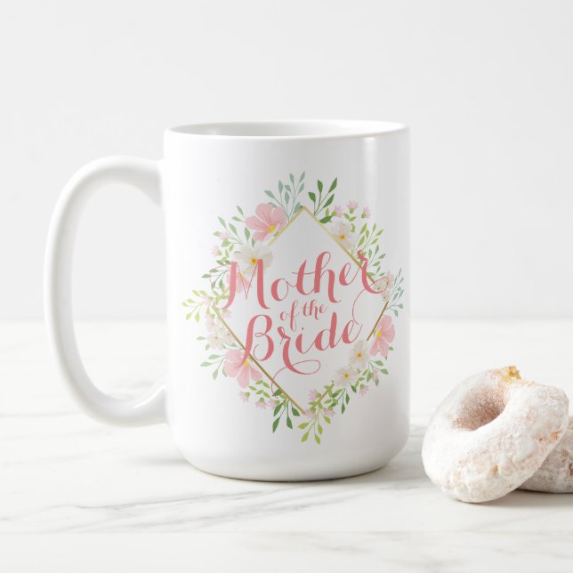 Mère de la mariée Floral Mariage classique Mug (Avec donut)