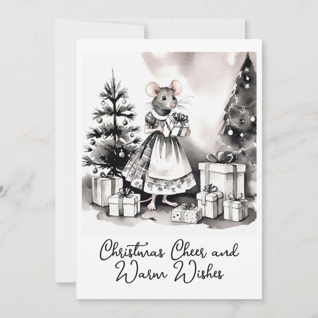 Mère de souris avec sapin de Noël Cartes de fin de (Devant)