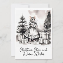 Mère de souris avec sapin de Noël Cartes de fin de