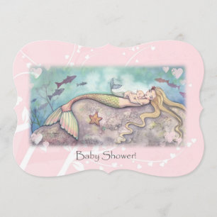 Mère douce et bébé Sirène Baby showers Invitations