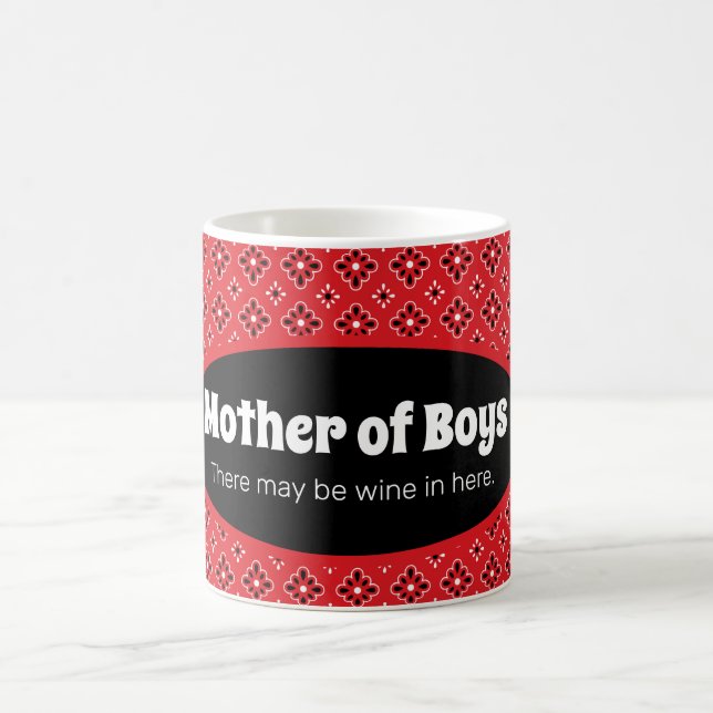 Mère drôle garçons Bandana Rouge café Mug (Centre)