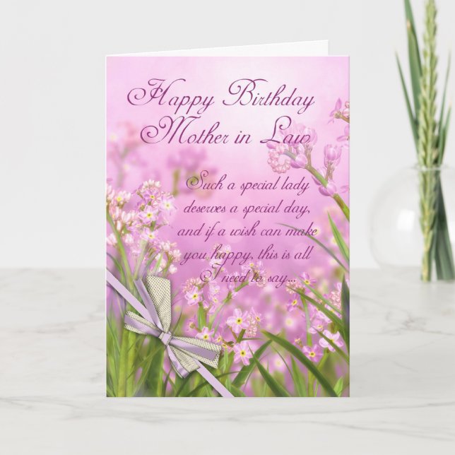 Mère en droit Carte d'anniversaire - Rose Feminine (Devant)