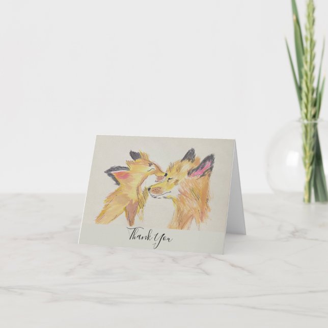 Mère et bébé Fox Merci Cartes de notes (Devant)